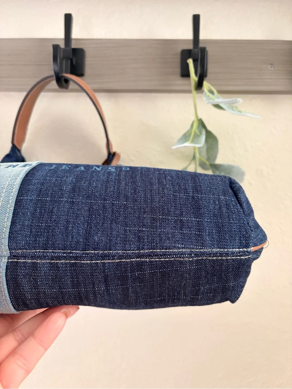 True Religion Denim Patchwork Hobo Shoulder Bag Horseshoe Charm